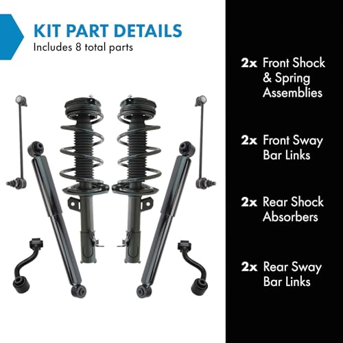 Image of TRQ Front and Rear Suspension Kit Complete Strut & Coil Spring Assembly Shock Absorber Sway Bar Stabilizer Link Compatible with 2012-2013 Nissan Rogue 2014-2015 Rogue Select