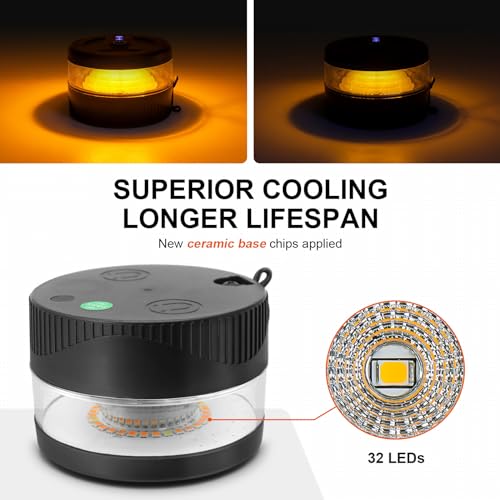 NeaLia Magnetic Wireless Beacon Light, USB-C Rechargeable LED Strobe Lights for Trucks, Mini Portable Flashing Emergency Safety Warning Light for Postal Car Tractor UTV Golf Cart IP67 Waterproof Amber - Image 5