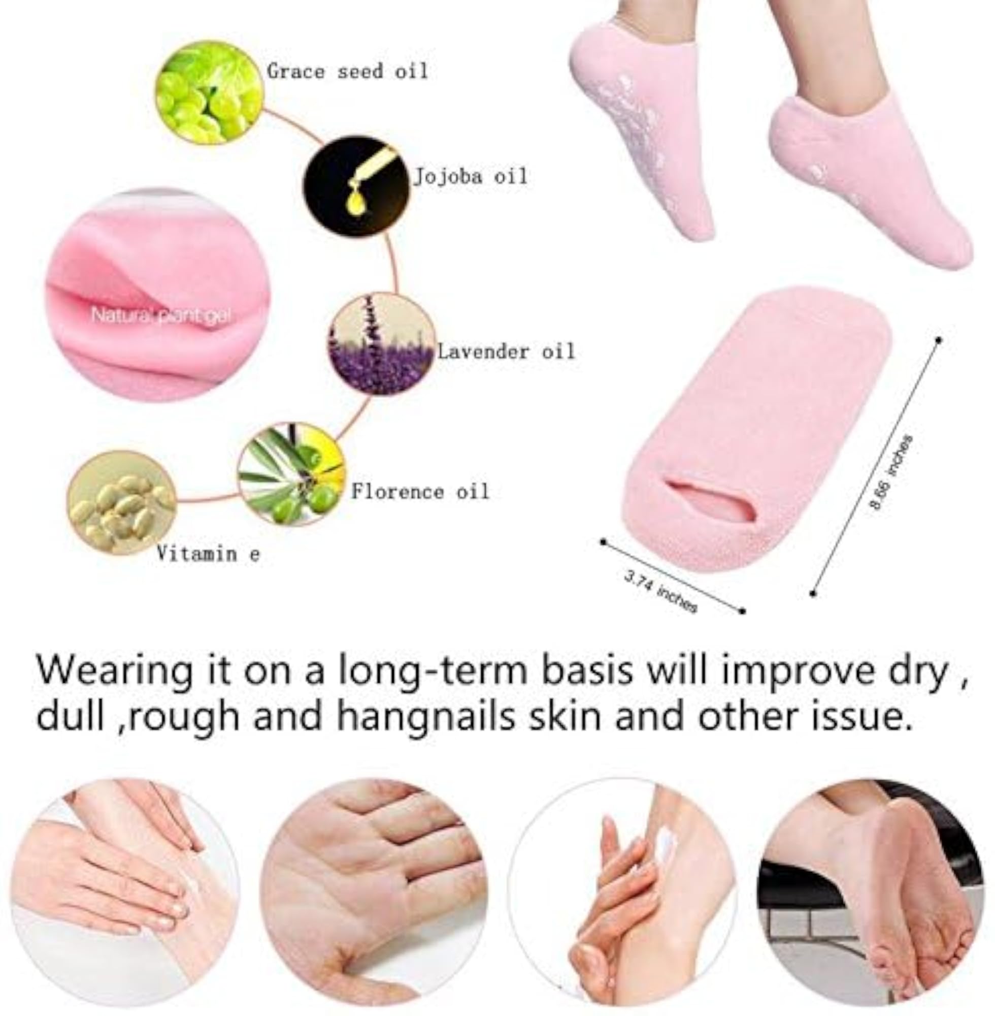 Spa Moisturizing Gel Socks for Dry Feet Treatment