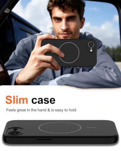 Image of Magnetic for iPhone 17e Case /iPhone 16e Case,Shockproof Matte Case,Black | with Screen Protector,Compatible with MagSafe,Military Grade Drop Protection,Full Camera Protection,Non-Slip Design Cover