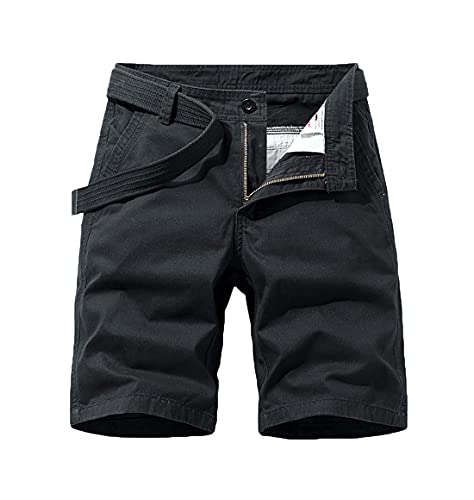 YINFEI Short Homme en Coton Casual Lâche Short Bermuda avec 4 Poches (Noir, 3XL) Cover