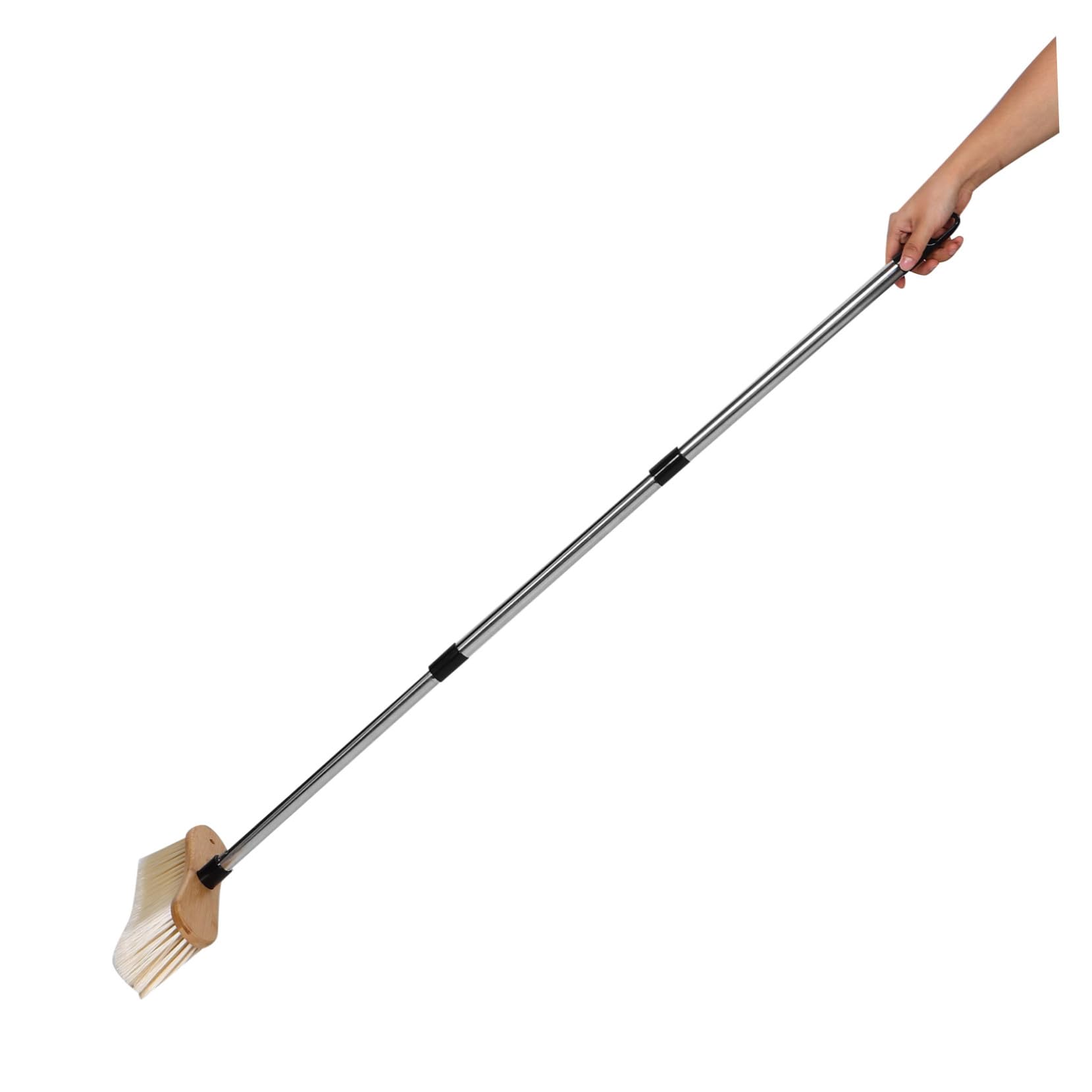 Scopa da Giardino con Setole Rigide e Manico in Acciaio Resistente Spazzola per Pulizia Patio con Testa Larga in Bamboo per Esterni e Interni