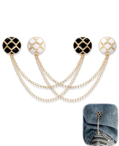 Image of Magnetic Clips with Chain Hijab Magnets for Pant Hem Leg & Sleeve Adjuster Hijab Scarf for Women for Clothing Accessories with Rhinestone Embellishments