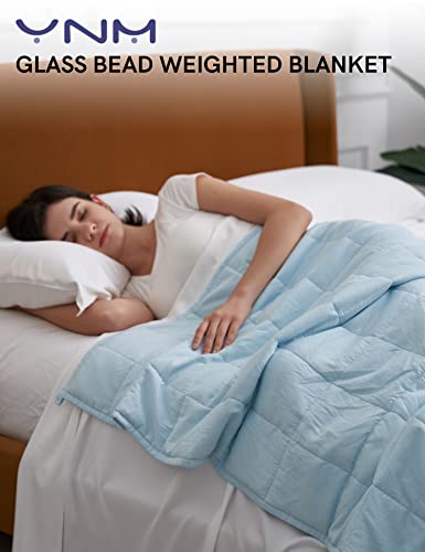 YnM Weighted Blanket,Heavy 100 Percent Oeko-Tex Certified Cotton Material(Light Blue, 80''x87'' 25lbs), Two Persons(110~190lb) Sharing Use on Queen/King Bed | A Duvet Included