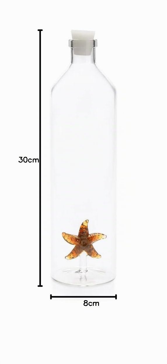 Balvi Bottiglia Atlantis Starfish Bottiglia da Acqua 1,2L Figura fissata all'Interno Tappo in Silicon