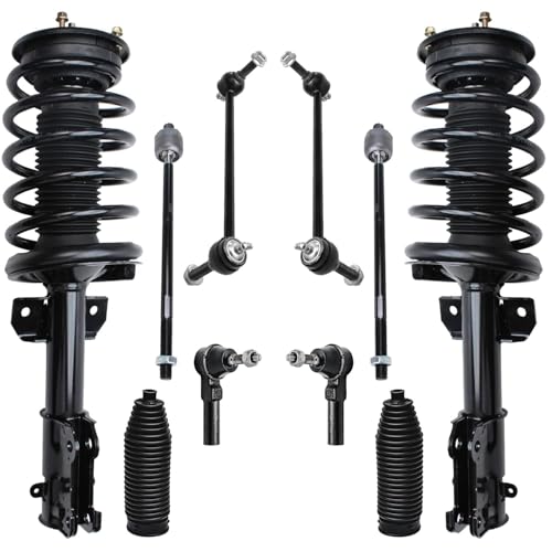 Image of Detroit Axle - 10pc Front Struts Kit for Ford Mustang 05-10, Struts & Coil Spring Tie Rods Sway Bars Boots 2005 2006 2007 2008 2009 2010 Replacement Suspension Ready Struts Shocks Assembly