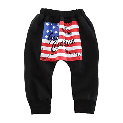 Independence Day American Flag Boys Harem Pants Mid Waist Elastic Belt Sports Casual Trousers Boy Athletic Pants