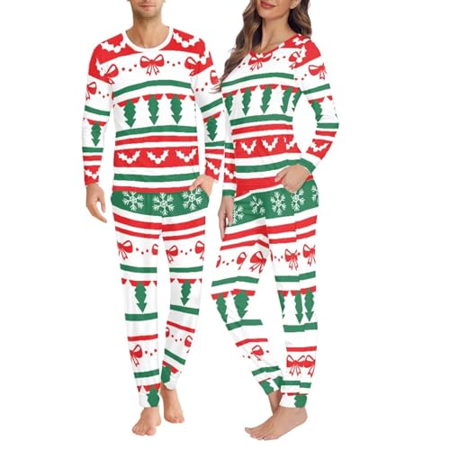 Cozeyat Christmas Matching Pajamas Set for Couples Soft Long Sleeve Pullover Pjs Men Women Cozy Adult Sleepwear