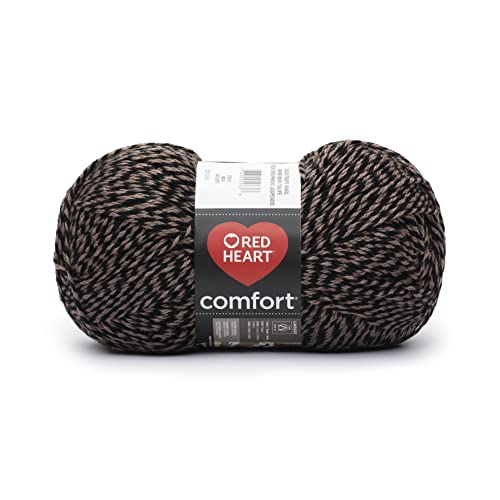 Image of Red Heart Comfort Black /Taupe Marl Yarn - 1 Pack of 16oz /454g - Acrylic - 4 Medium (Worsted) - 867 Yards - Knitting /Crochet