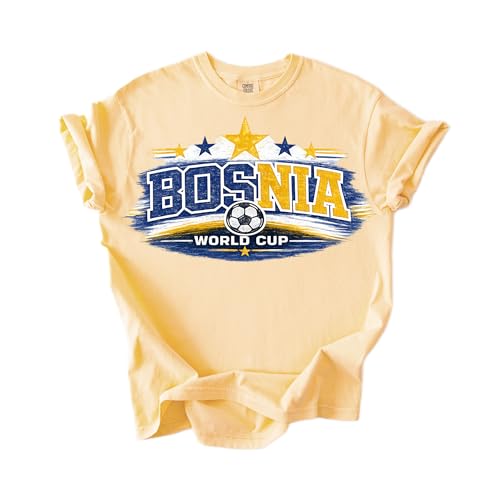 Bosnia Soccer Fan Graphic - T-Shirt Vintage Sports Unisex Supporter Tee Butter