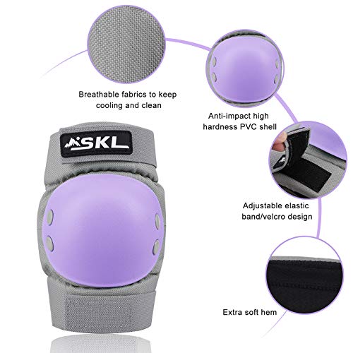 SKL Knee Pads for Kids, Elbow and Knee Pads Kids 6-13, Toddler 3 in 1 Protective Gear Set with Wrist Guards, Adjustable Strap for Skating Scooter Bike Riding Skateboard Cycling Rollerblading