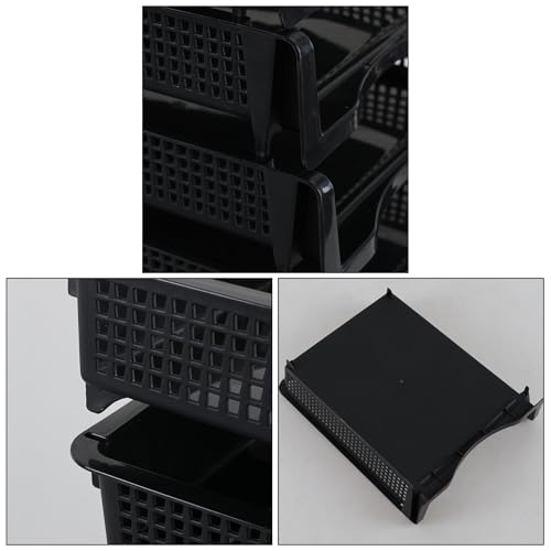 Bac à courrier empilable plastique 6 compartiments classeur A4 noir - 8