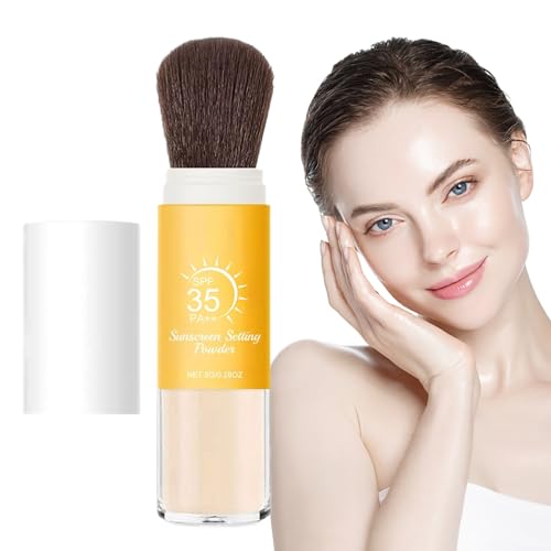 Minérale Poudre Matifiante Protection Solaire, Poudre Libre Matifiante Spf35, Pinceau Doux, Translucide, Légère, Effet Flou, Contrôle Du Sébum, Toutes Peaux, 8g