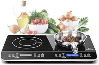 Duxtop LCD Portable Double Induction Cooktop 1800W Digital Electric Countertop Burner Sensor Touch Stove, 9620LS/BT-350DZ
