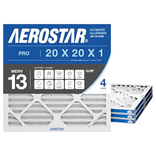 Aerostar 20x20x1 MERV 13 Air Filter 4 Pack