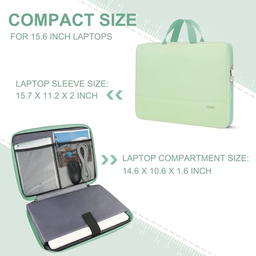 Image of Ytonet Laptop Case 15.6 inch, TSA Water Resistant Laptop Sleeve with Handle | Compatible with MacBook, HP, Dell, Lenovo, Asus Notebook, Computer Carrying Bag, Gifts for Men Women, Mint Green