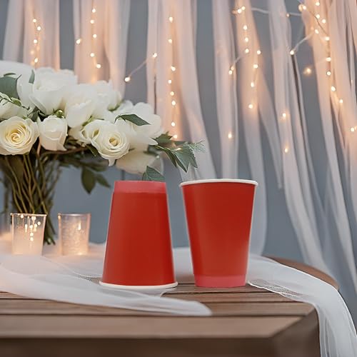 Image of Red Paper Cups 5 Pcs, Disposable Cups, Paper Glass Hot & Cold Beverage Juice, Cofee, Cold Drinks Cups for Parties, Events, Offices, and Homes