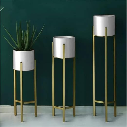 Modern Metal Floor Flower Stands Planter for Living Room Bedroom Display Plant Stand Tall Indoor Plant Stand with Planter Pot -Set of 3 White (B0C85TL16Q) Amazon Price History, Amazon Price Tracker