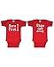 Born First - Show Off! - Twins Siblings - Two Infant Bodysuit Combo, NB, Red