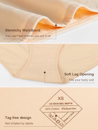 coskefy Womens Underwear Cotton Hipster Panties Low Rise Breathable Ladies Bikini Undies 6 Packs3