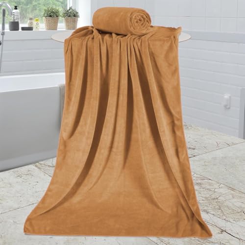 Image of JML Microfiber Bath Towels, Bath Towel 6 Pack(30 inch x 60 inch), Oversized, Soft, Super Absortbent and Fast Drying, Multipurpose Use for Sports, Fitness, Yoga (Beige)