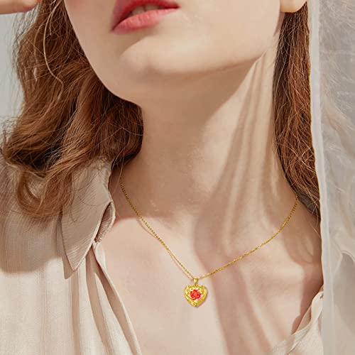 Soulmeet Personalized 10K 14K 18K Solid Gold/Plated Gold Enamel Rose Locket Necklace That Holds 2 Pictures Personalized Letters Engraved Locket For Her (Custom Photo & Text) #TOP4