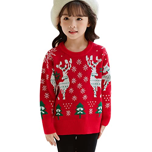 Christmas Cartoon Prints Sweater Toddler Children Boys Girls' Knitted Long Sleeve Pullover Crewneck Warm Sweater
