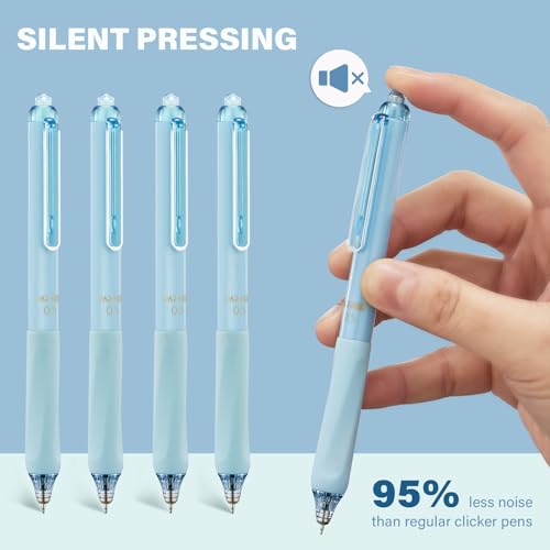 Image of ParKoo Gel Pens Quick Dry Ink Fine Point 0.5mm, Retractable Rolling Ball Blue Ink Pen, Click Silent Pens Set for Journaling Notetaking Drawing Sketching Smooth Writing Non Bleed 12pcs