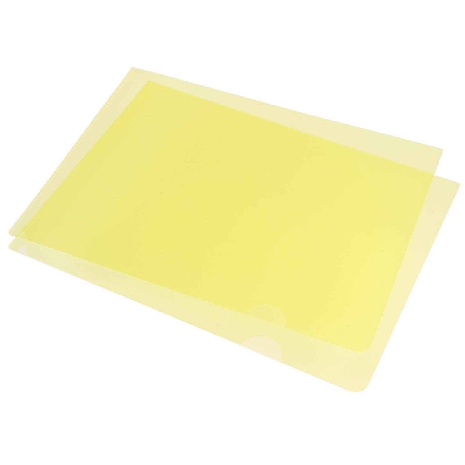 Transparente Mappe 24 Stück L-Typ-Ordner, A4, Kunststoff-Datei-Projekttaschen, Ordner, durchsichtiges Papier, Dokumentenhülle, Schul- und Bürobedarf FüR Dokumente(Yellow)