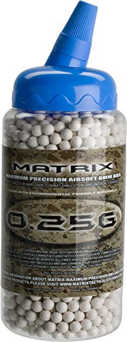 Evike Airsoft - Matrix Match Grade 6mm Airsoft BB with Fast Loading Bottle (Weight: .25g / 2000 Rounds/White)