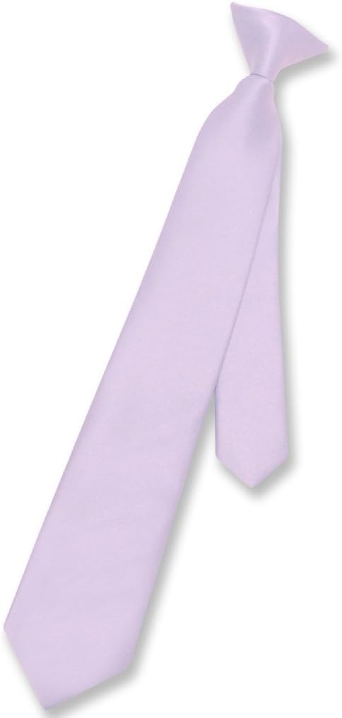 Vesuvio Napoli Boy's CLIP-ON NeckTie Solid Lavender Purple Color Youth Neck Tie