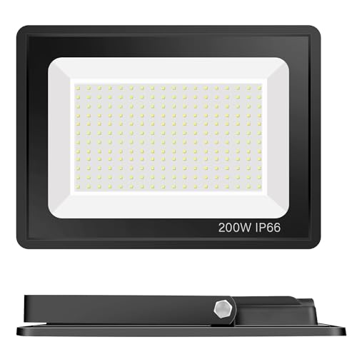 Gopretty 200W LED Flood Light, 6000K Daylight White 24,000lm Super Bright, Waterproof IP66 with Plug, Work Light for Parking Lot, Playground, Court, Yard