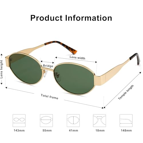 Image of HASHTAG EYEWEAR Retro Oval Sunglasses for Women | Stylish UV400 Protection Shades | Lightweight Durable Metal Frame | Trendy Vintage Oval Glares for Women | Classic & Elegant Design for All Occasions
