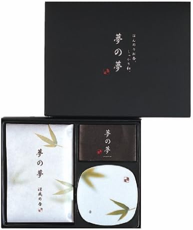 Nippon kodo - Yume-No-Yume (Dream of Dreams) Bamboo Leaf Gift Set - Incense and Ceramic Plate