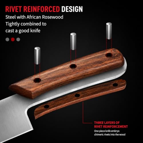 Image of Machado Japanese Chef Knife, High Carbon Stainless Steel Kitchen Knife with Rosewood Ergonomic Handle, Razor Sharp Multipurpose Cooking Knife for Meat, Vegetables, Fruits & Everyday Kitchen Use