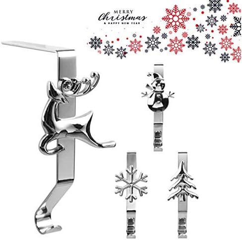 Molinter Stocking Holders Fireplace Hook Christmas Iron Nikolausstrumpf Holder Decoration Set of 4