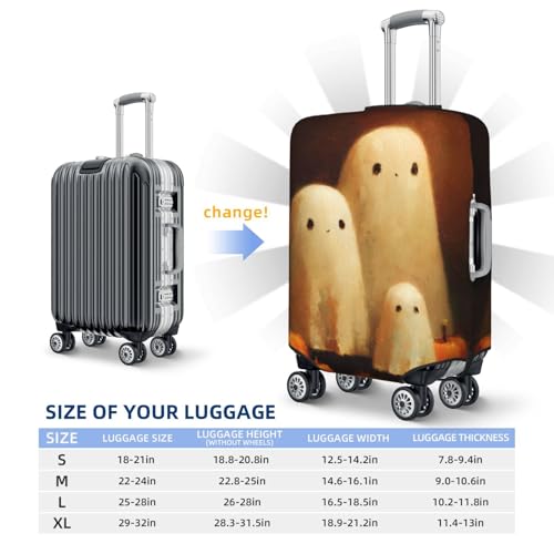 Family Of Cute Ghosts And Pumpkins Elastic Travel Luggage Covers Dustproof Scratch-Resistant Suitcase Protector Fit 22-24 Inch4