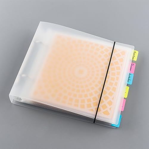 Image of CYFUN DESIGN 3PCS 7.8 inchx 6.8 inch Cookie Stencil Storage Binder Covers with Snap Closure Button Storage Book Cover for 2 Rings Planner Pages Refill Insert Die Cuts Stamp and Stencils Storage Book Binder