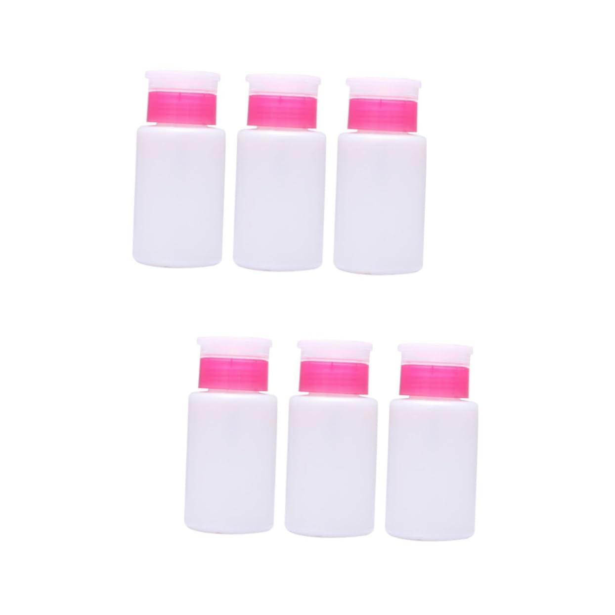 Housoutil 6pcs Lockable Nail Polish Remover Bottle Pump Nail Gel Remover Plastic Push down Container for Travel