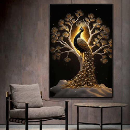 Affiches animaux de salon grand format KEBIA art mural paon coloré pour chambre