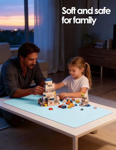 Image of YSAGi Leather Desk Protector, Office Mat, Large Mouse Mat, Non-Slip PU Leather Blotter, Laptop Pad, Waterproof Writing Pad for Office and Home (Baby Blue, 47.2 inch x 23.6 inch)