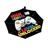 Drekrid Parapluie de voyage pour la pluie et le soleil – Console de jeu coupe vent compact, parapluie à ouverture et fermeture automatique pour femmes et enfants, pliable à l'envers automatique, joli