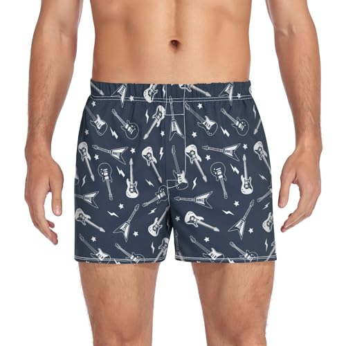 Laprad Boxer Shorts Breathable Boxer Briefs Rock Roll Guitars Soft Underwear with Button Fly