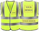 evershare 1 Pack Custom Logo High visibility Safety Vest Breakaway Velcro Hi Vis Viz Reflective Secu