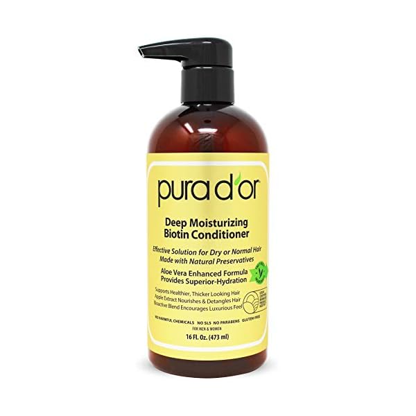 PURA-DOR-Biotin-Deep-Moisturizing-Conditioner-Thickens-Softens-Smooths-Moisturizes-For-Dry-Frizzy-Damaged-Hair-Made-w-Argan-Oil-Pumpkin-Rosemary-Honeysuckle-Vitamin-E-Men-Women-16oz PURA D'OR Deep Moisturizing Biotin Conditioner (16oz) Thickens, Softens, & Moisturizes Dry, Frizzy, Damaged Hair w/Argan Oil, Pumpkin, Rosemary, Honeysuckle, Vitamin E, Men Women (Packaging may vary)
