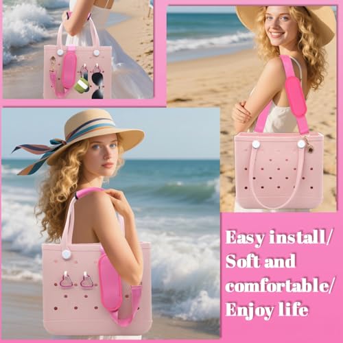Image of LBU Strap for Bogg Bag Accessories with Neoprene Handle Wrap, Detachable Shoulder Pad, 2Pcs Key Holders Adjustable Crossbody Shoulder Strap Wrap for XL /Medium /Small Rubber Tote Beach Bog Bags