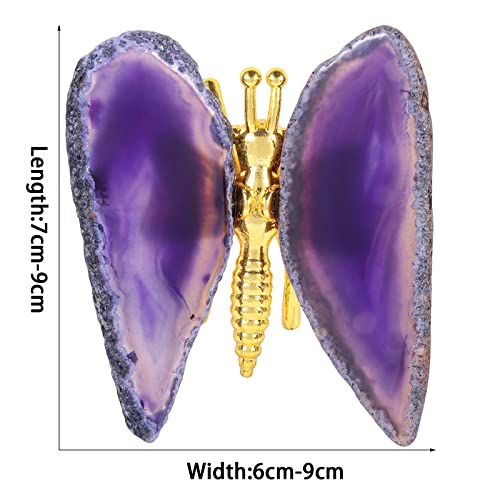 mookaitedecor Set of 2 Purple & Blue Agate Slices Crystal Butterfly Decoration Collectible Figurines - Image 2