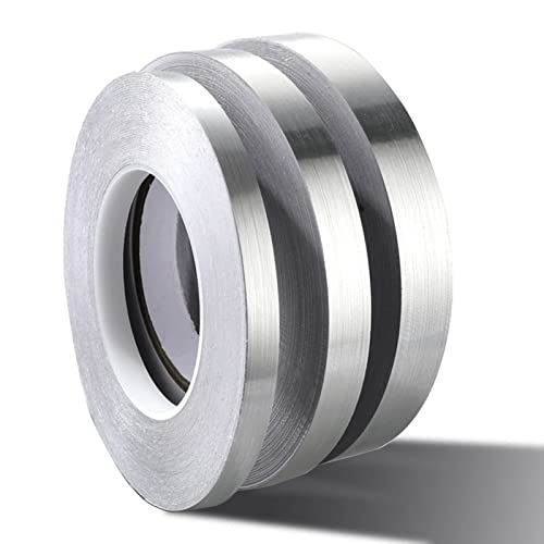 AXYWINBO Cinta Adhesiva Decorativa,50m * 1cm Piso Pegatinas Plateado Pegatina Pared Impermeable...