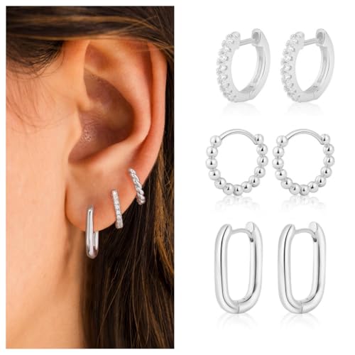 6 Pairs 14K Gold Hoop Earrings for Women,Chunky Hoop Earrings Multipack Hypoallergenic,Lightweight Hoop Earrings for Women Gold Jewelry Gifts3