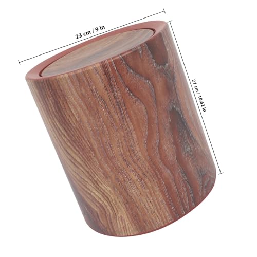 Caneca de Basura Mediana con Tapa de Diseño Madera Happyyami miniatura 2
